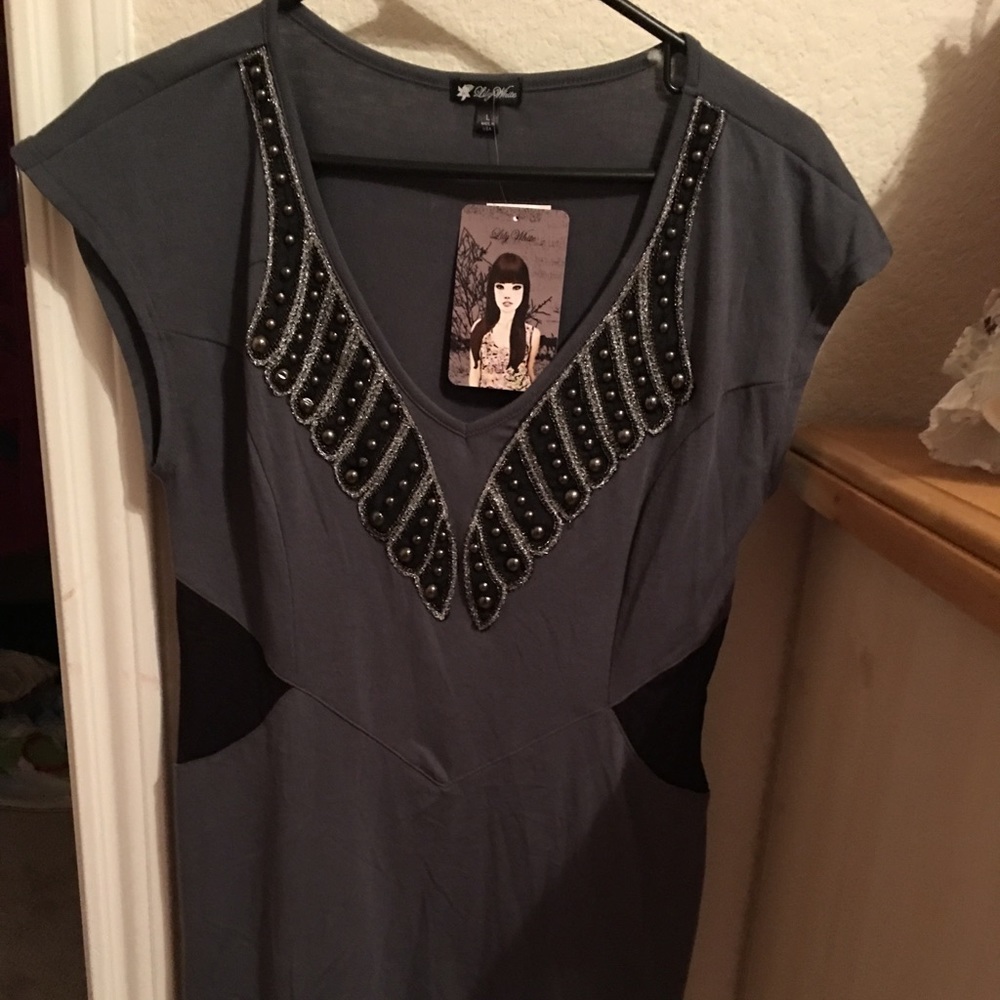 Grey dress sexy shirt