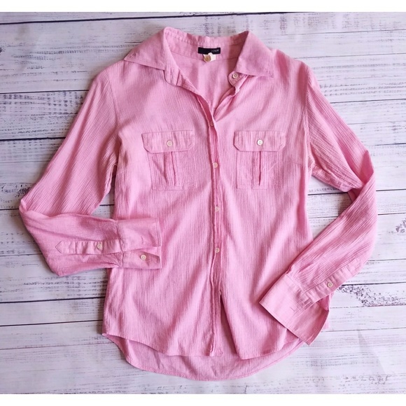 J. Crew Tops - J Crew pink buttonup shirt