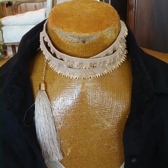 Triple wrap tan Leather RUFFLE tassel CHOKER neckl - Picture 2 of 6