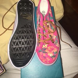 Colorful sneakers for little girls.