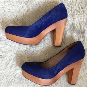 FIEL pony hair/wood platform heels