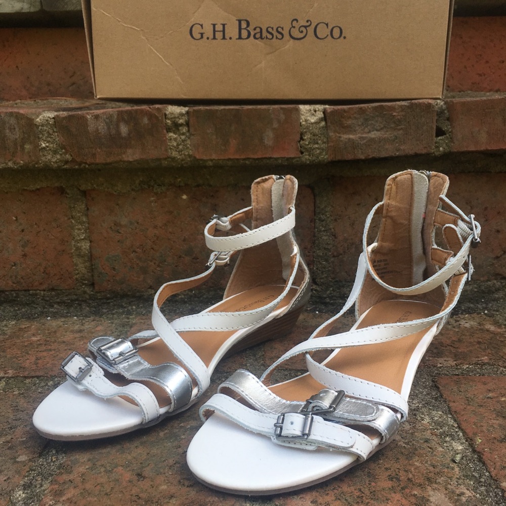 Bass white sandals. NWT