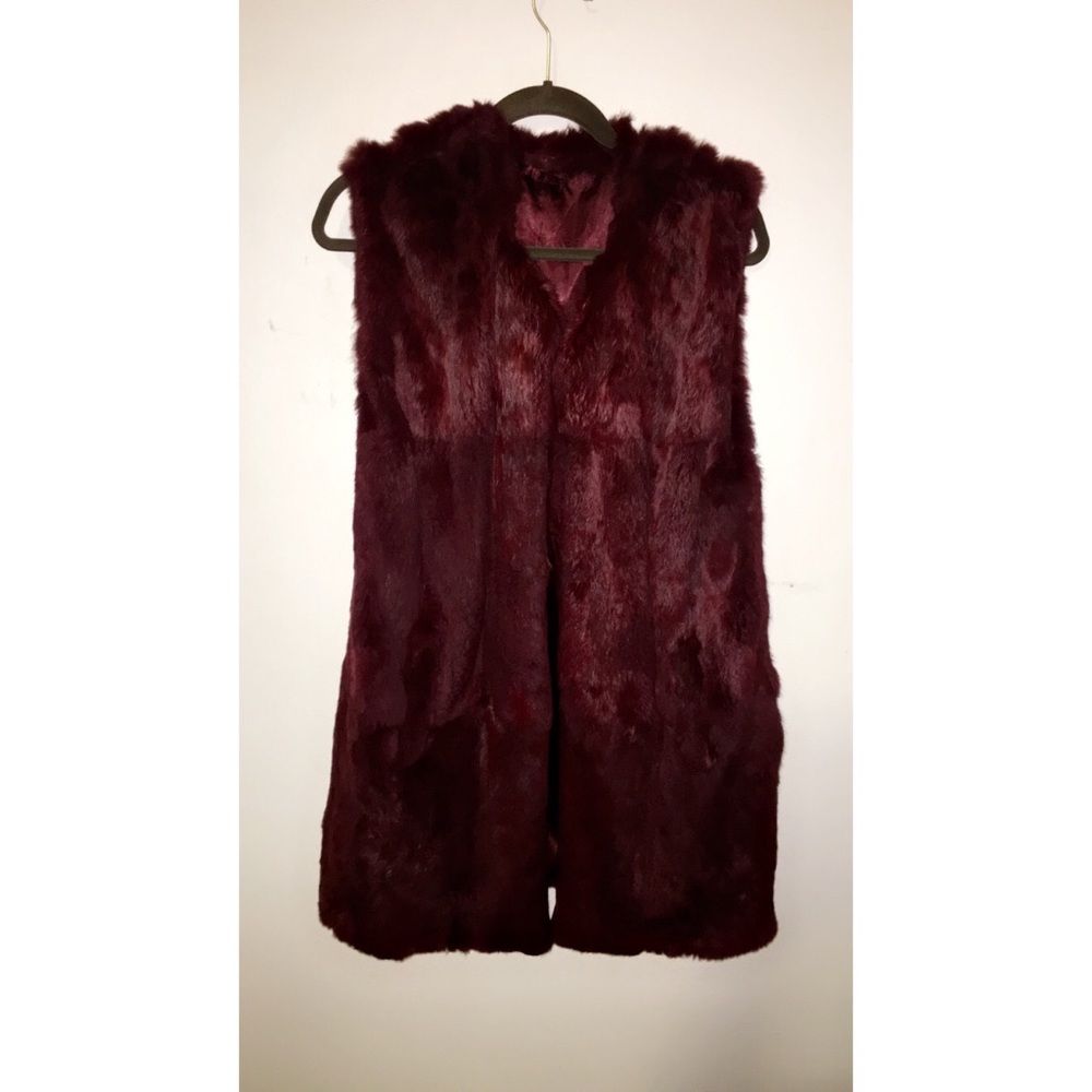 Burgundy real fur vest