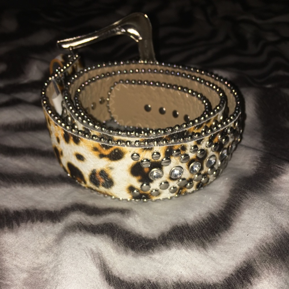 Cheetah print rhinestone belt