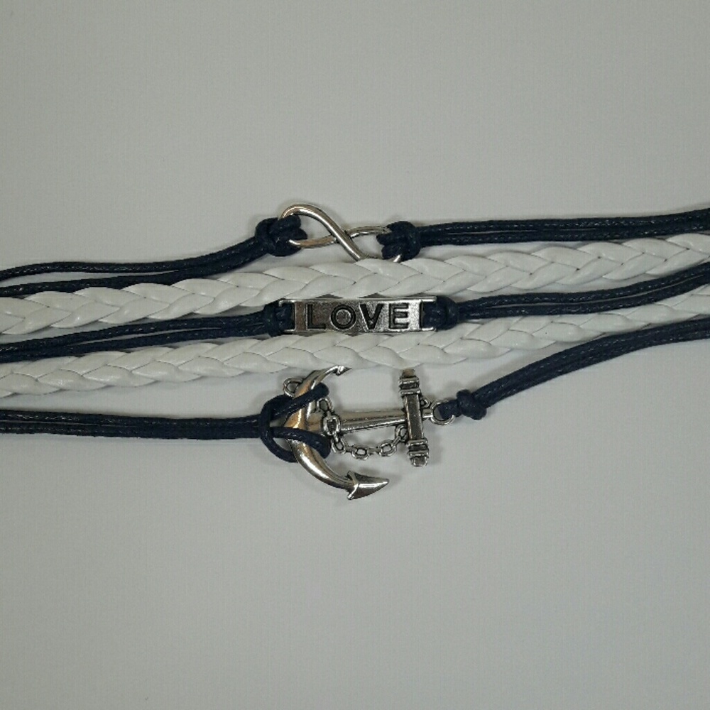 Layered Navy & White Charm Bracelet
