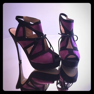 Purple & Black Cut Out High Heels