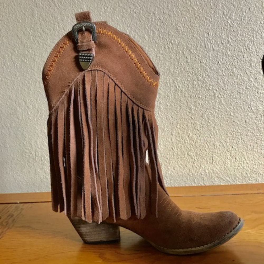 Very Volatile Suede Fringed Cowboy Boots