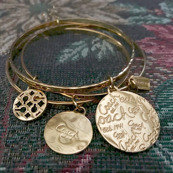 Coach signature Gold tone Bangle set trio bracelet - Picture 1 of 6