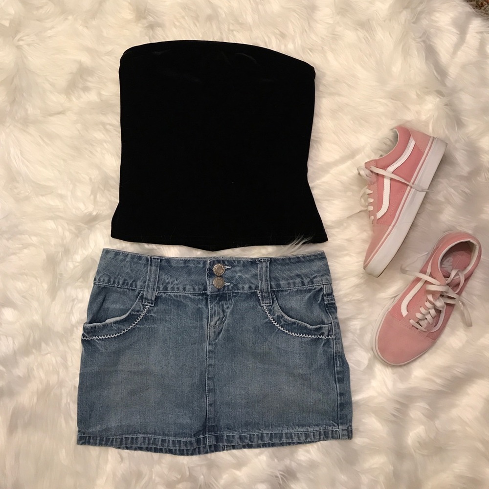 Light wash jean skirt