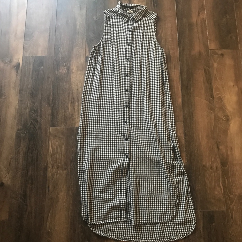 Forever 21 gingham check shirt dress midi button