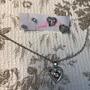 Heart necklace and earrings