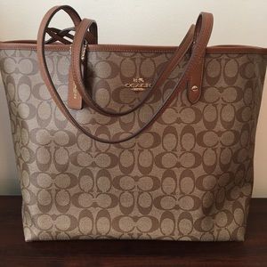 AUTHENTIC COACH LARGE REVERSIBLE CITY TOTE KHAKI