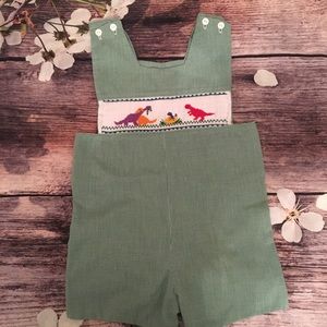 9-12 Month Handmade Smocked Boy’s Romper
