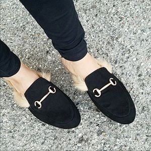 Faux fur lined loafers