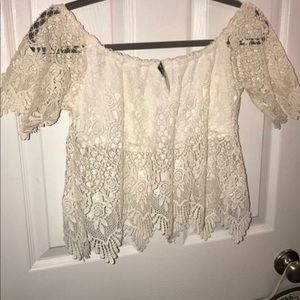 Off the shoulder crop top.