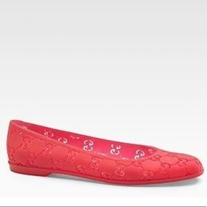 GUCCI GG Etretat Rubber Flats, Watermelon