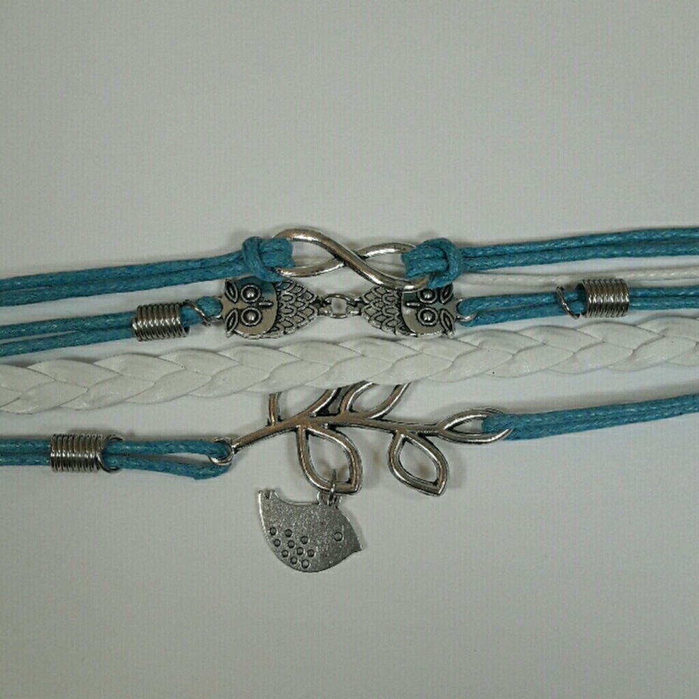 Turquoise and White Layered Charm Bracelet