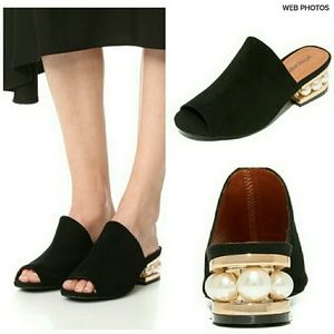 JEFFREY CAMPBELL Arcita Pearl Heel Mule Slide JEFFREY CAMPBELL Arcita Pearl Heel Mule Slide