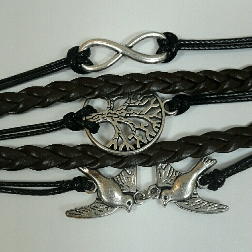 Brown and Black Layered Charm Bracelet