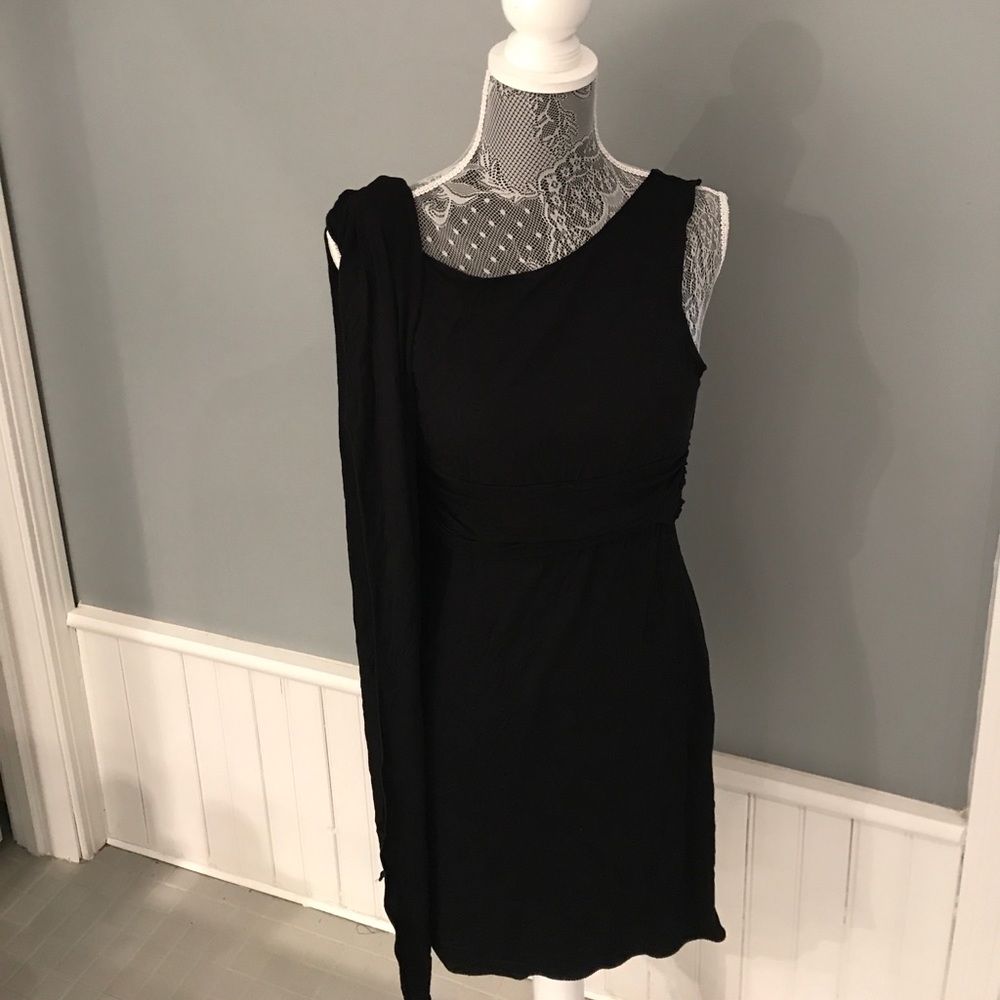 Black built-in scarf dress