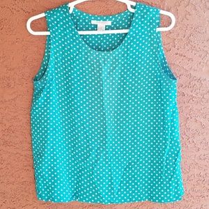 Turquoise and White Polka Dot Camisole