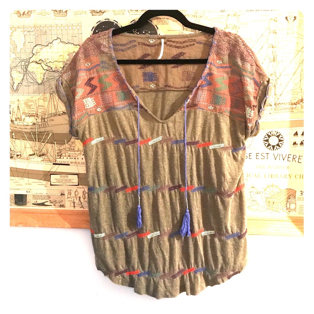 Embroidered Free People top