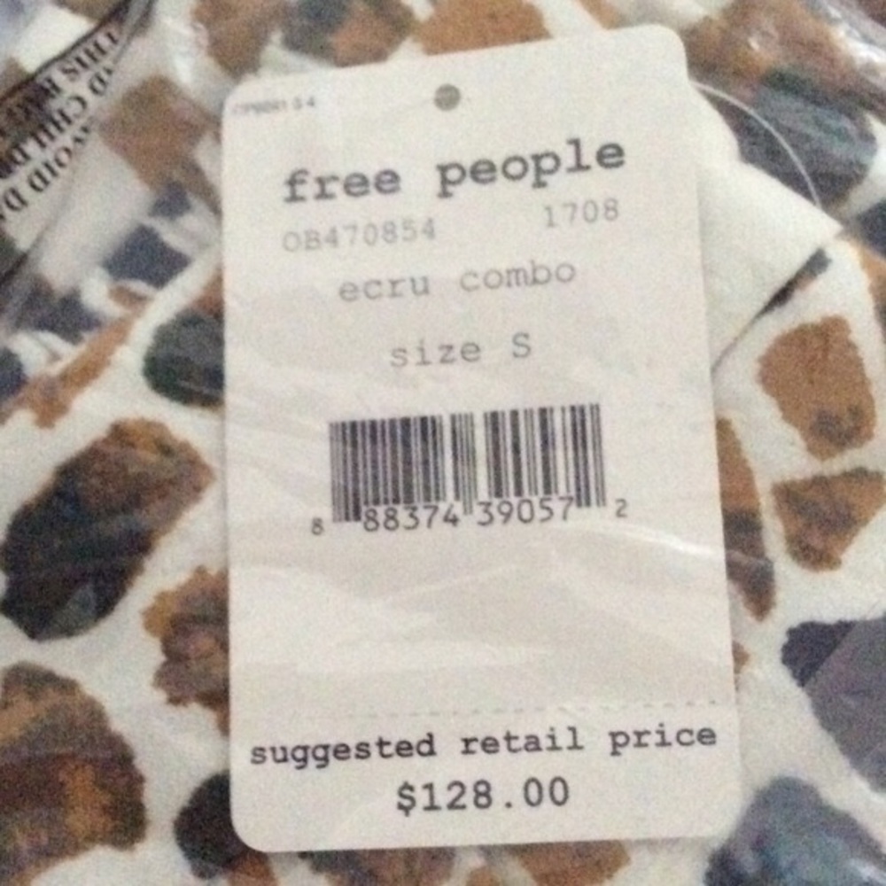 NWT Free People Over Under Ivory Printed Pants - Picture 7 of 7