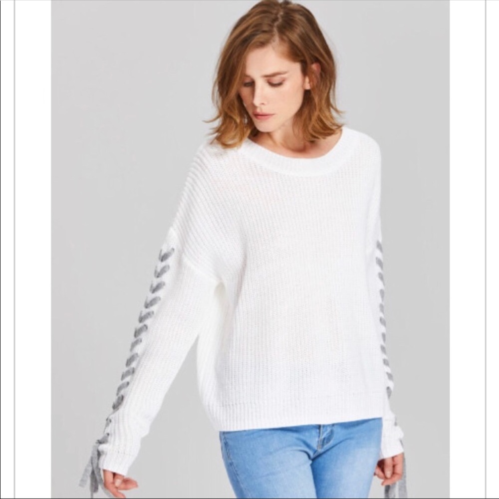 Women’s “Crossing Paths” Lace-Up Sweater-Large