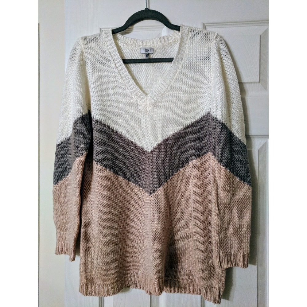 Tobi Striped Tri-Color Sweater Tunic - Picture 4 of 5