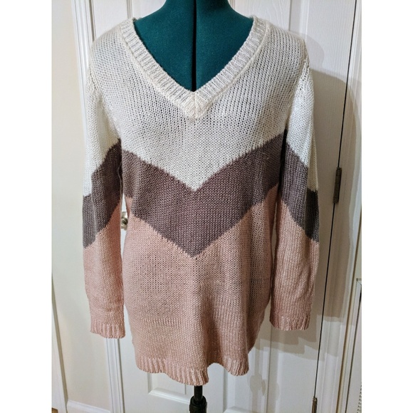 Tobi Striped Tri-Color Sweater Tunic - Picture 2 of 5