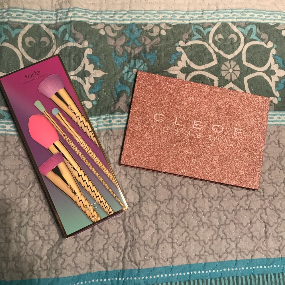 Tarte Brushes + Cleof Cosmetics Glitter Eyeshadows