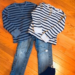 2 Gap Long Sleeve Striped Waffle Tees