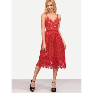 Hollow Out Fit & Flare Lace Cami Dress