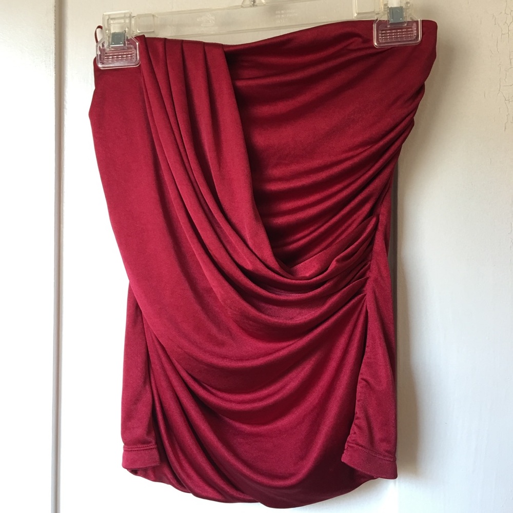 Express Satin Red Sleeveless Tube Top