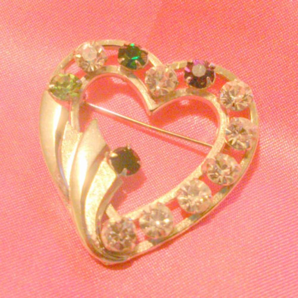 Vintage Catamore Gold Fill Rhinestone Brooch