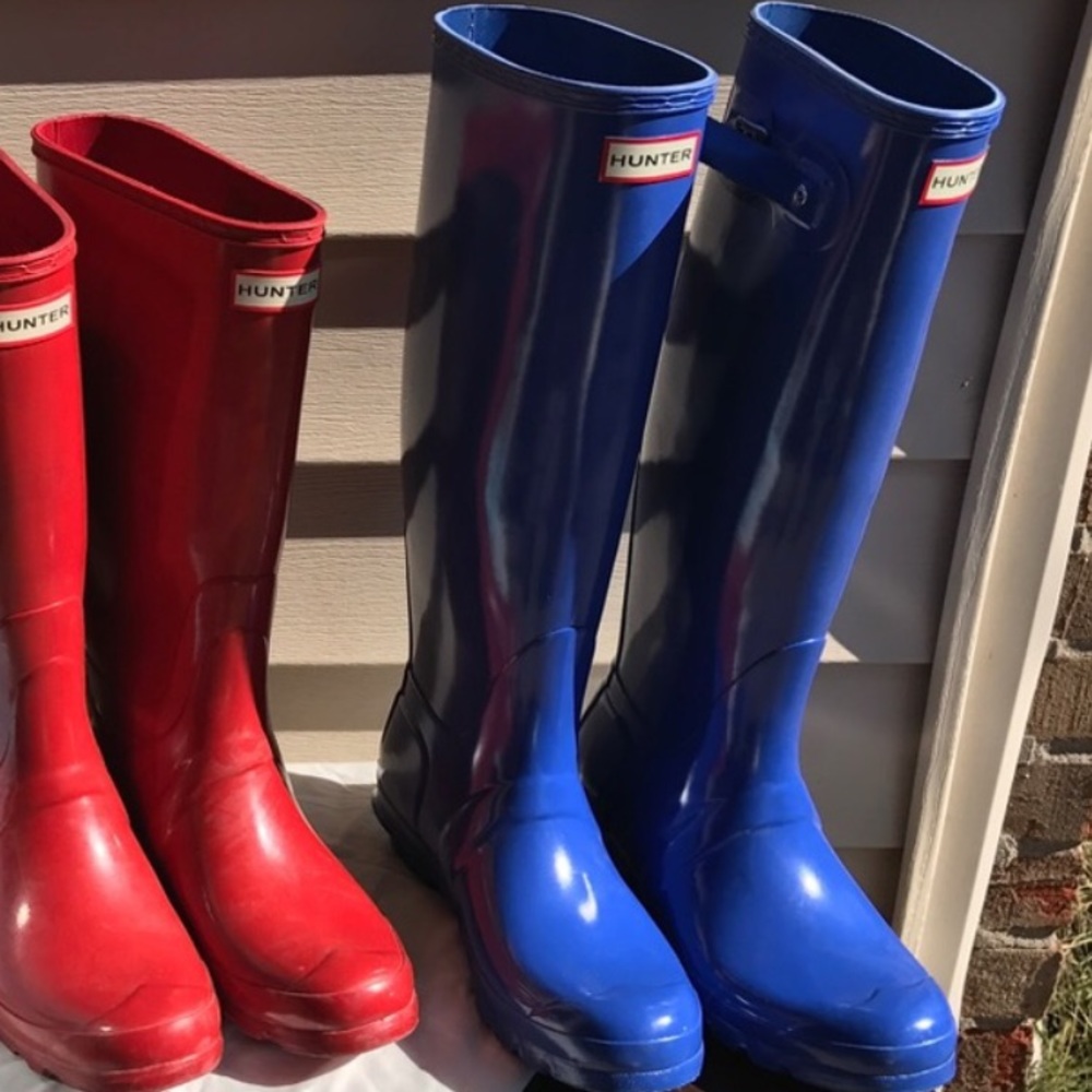 Hunter boots.  Blue.  Tall. Size 8 women's