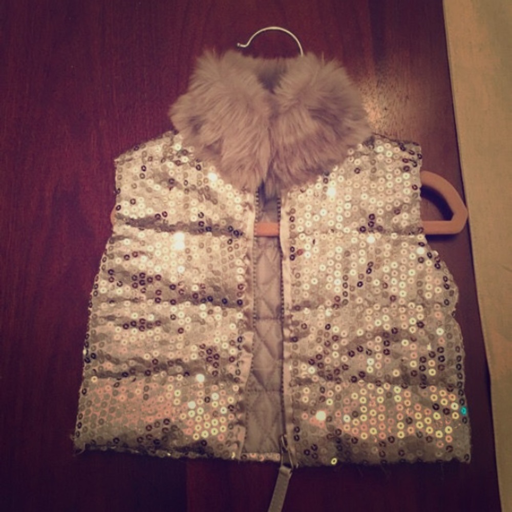 Silver glitter Baby Girl Vest
