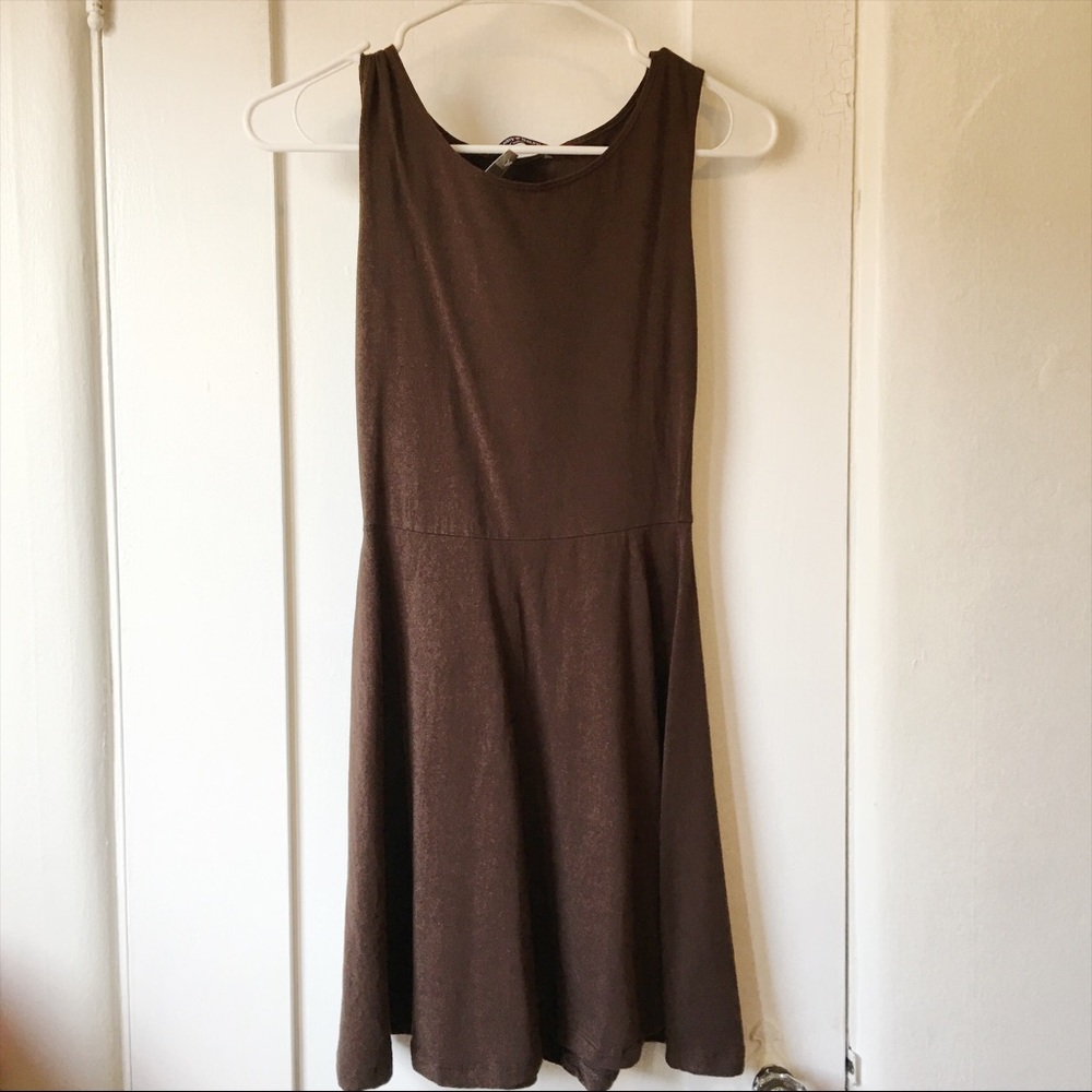 NEW Brandy Melville Brown Backless Skater Dress