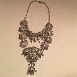 Boho silver chunky necklace
