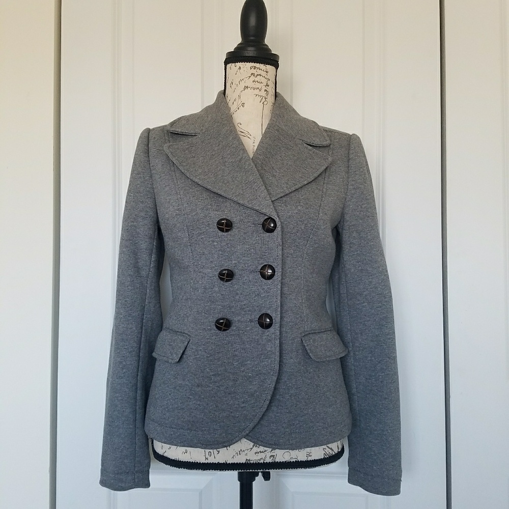 H&M Double-breasted Fully Lined Grey Jacket