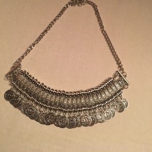 Boho Silver Coin Necklace