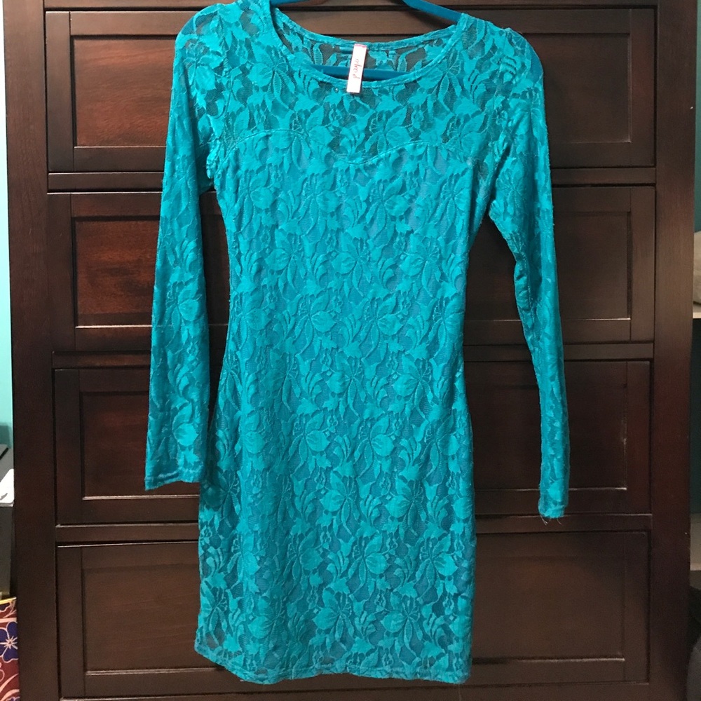Turquoise lace dress