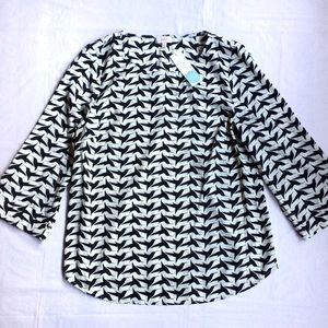 Stitch Fix Pixley Bird Pattern 3/4 Sleeve Blouse M