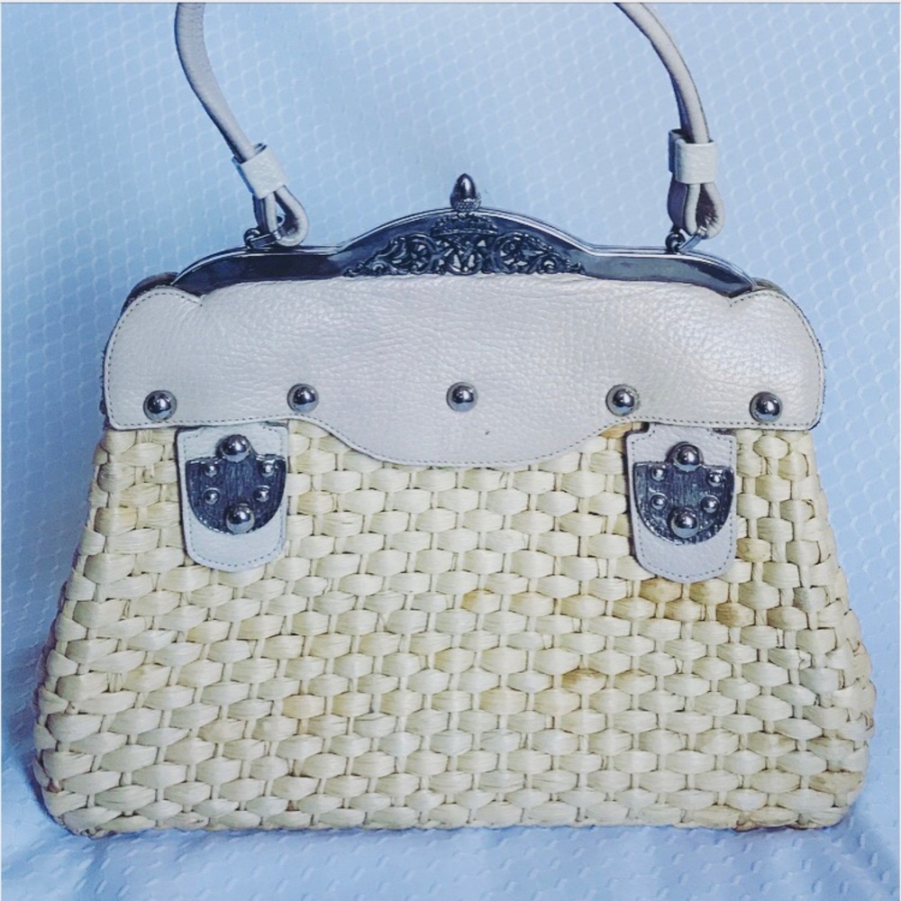 VINTAGE Sea Grass & Leather Handbag