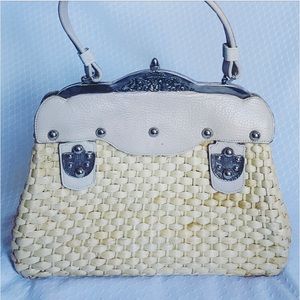 VINTAGE Sea Grass & Leather Handbag