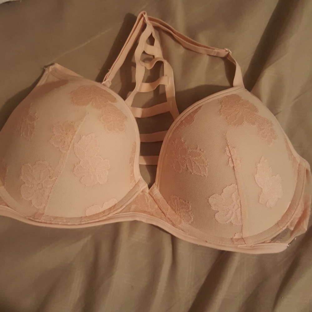 pink floral lightly lined bra