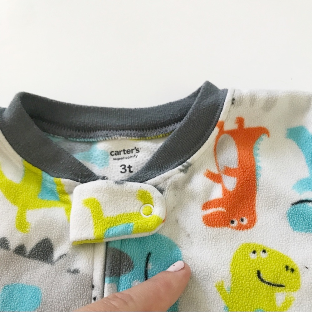 🎉SOLD🎉Carters dinosaur Fleece Footed Pajamas - Picture 3 of 5