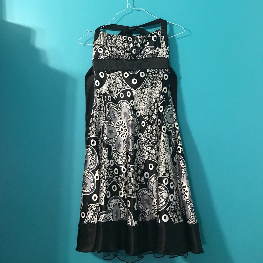 Black patterned halter dress