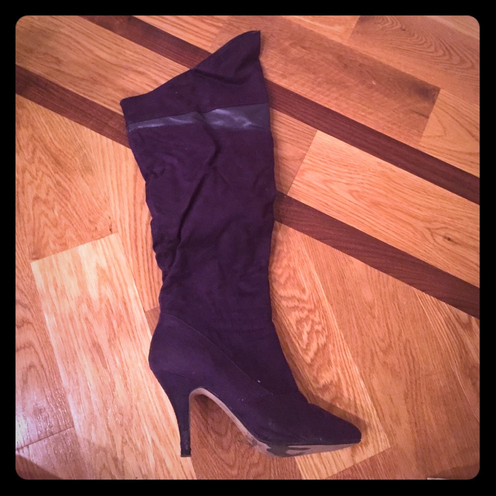 Purple heeled boots