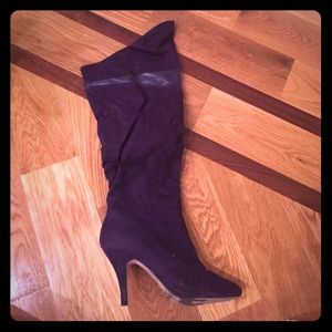 Purple heeled boots